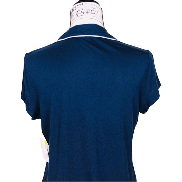 Shimera Knit Bedtime Pajama Top Size XS Navy Blue Button Close Unlined - Picture 7 of 9